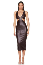 Nookie Alexia Cut Out Midi Dress - Chocolate