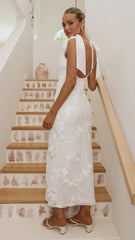 Usha Tie Strap Maxi Dress - White