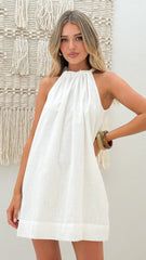 Demy Halter Mini Dress - White