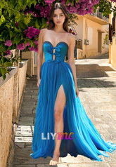 Sweetheart Sleeveless Bowknot Pleated A-Line Prom Dress