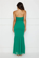 Stylish Snake Strapless Maxi Dress Green