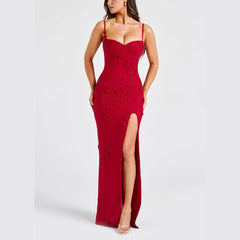 Livette - Flower Spaghetti Maxi Dress