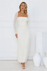 Hot Girl Habits Long Sleeve Maxi Dress Beige