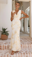 Nikova Maxi Dress - Yellow Embroidery