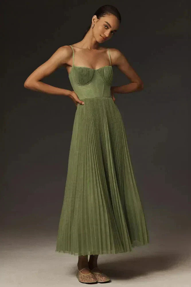 Amarè – Tulle midi dress with sweetheart neckline